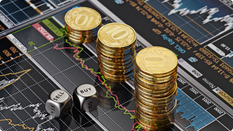 3 stosy monet kostki buy sell wykresy