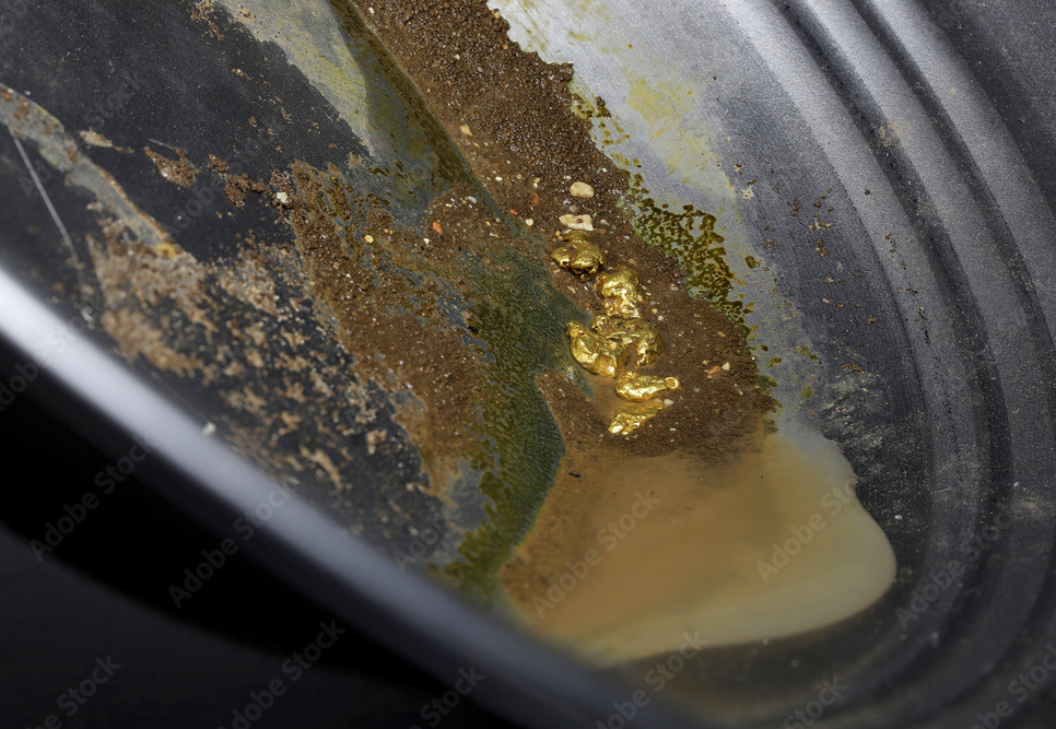 Pepitas de ouro em bruto escavadas