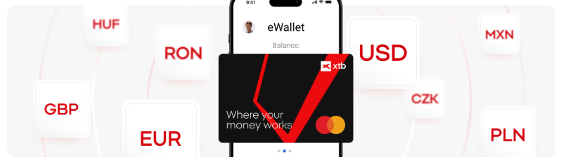 Illustration reprÃ©sentant une carte de paiement XTB devant lâÃ©cran dâun tÃ©lÃ©phone portable