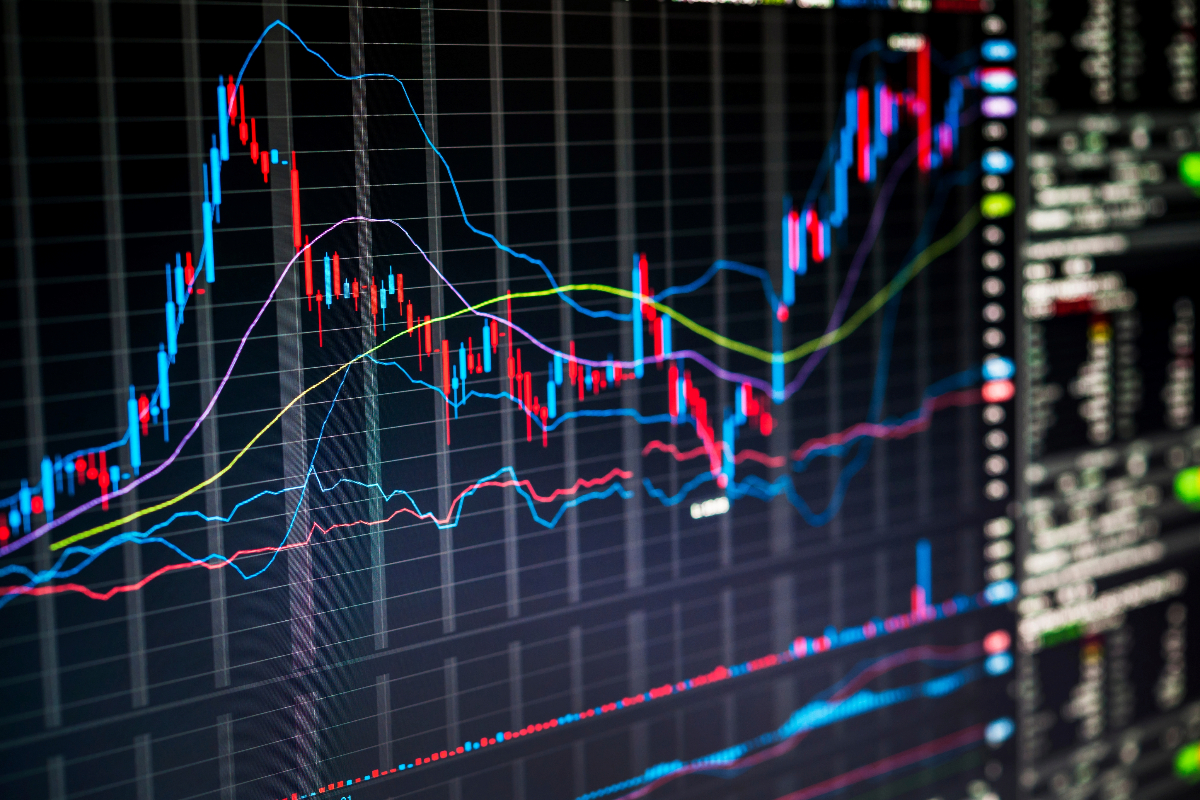 A computer screen with a typical investing chart data presented