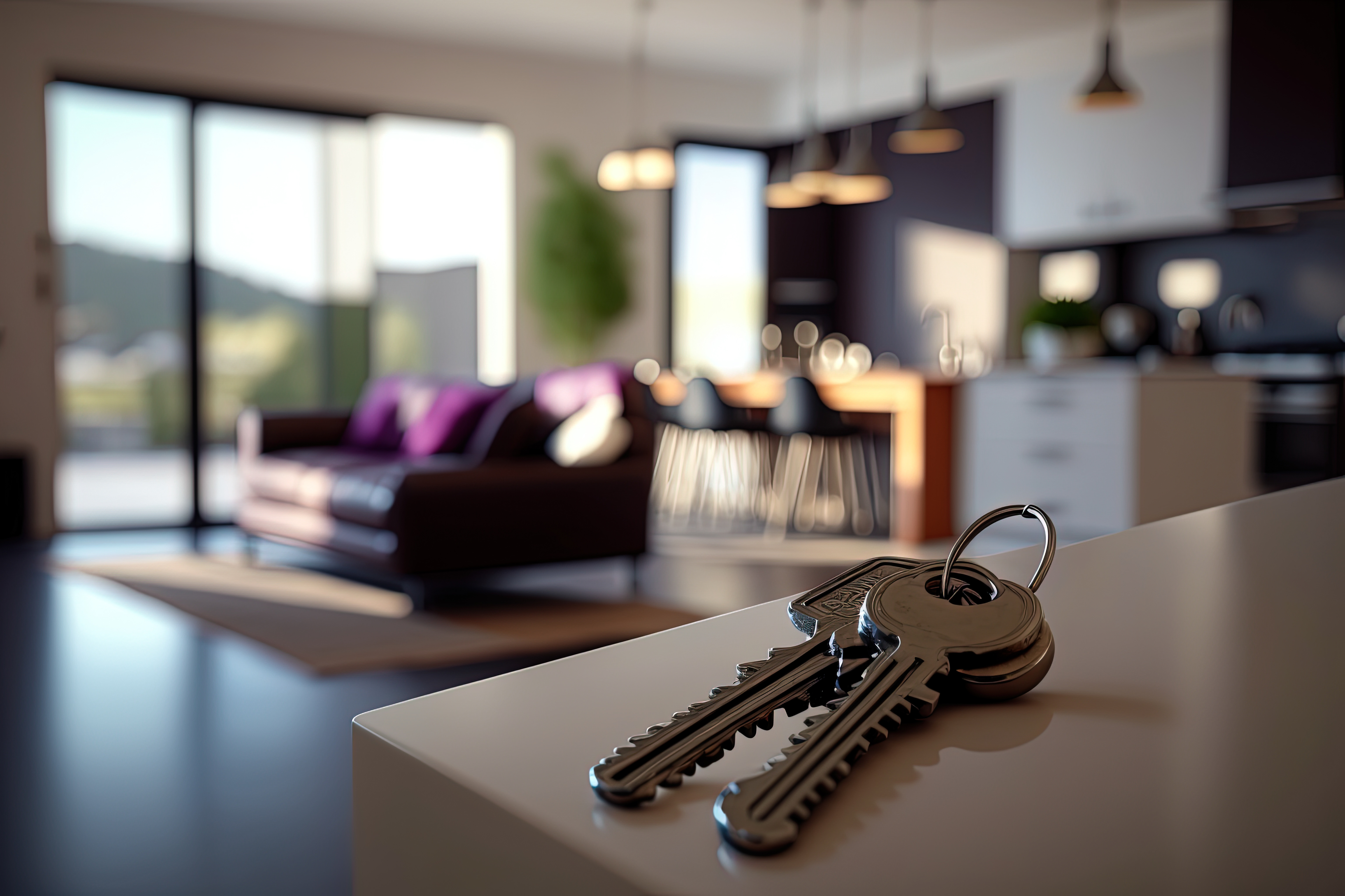 keys with a background of an apartment