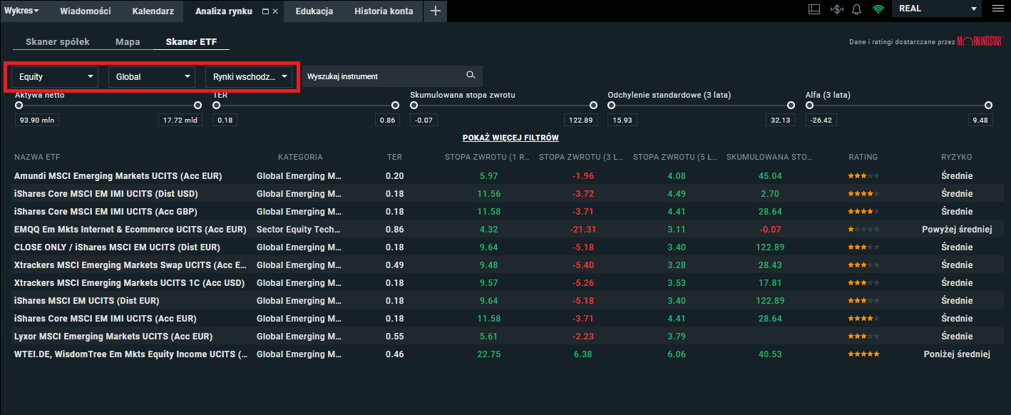 screenshot analiza rynku filtry