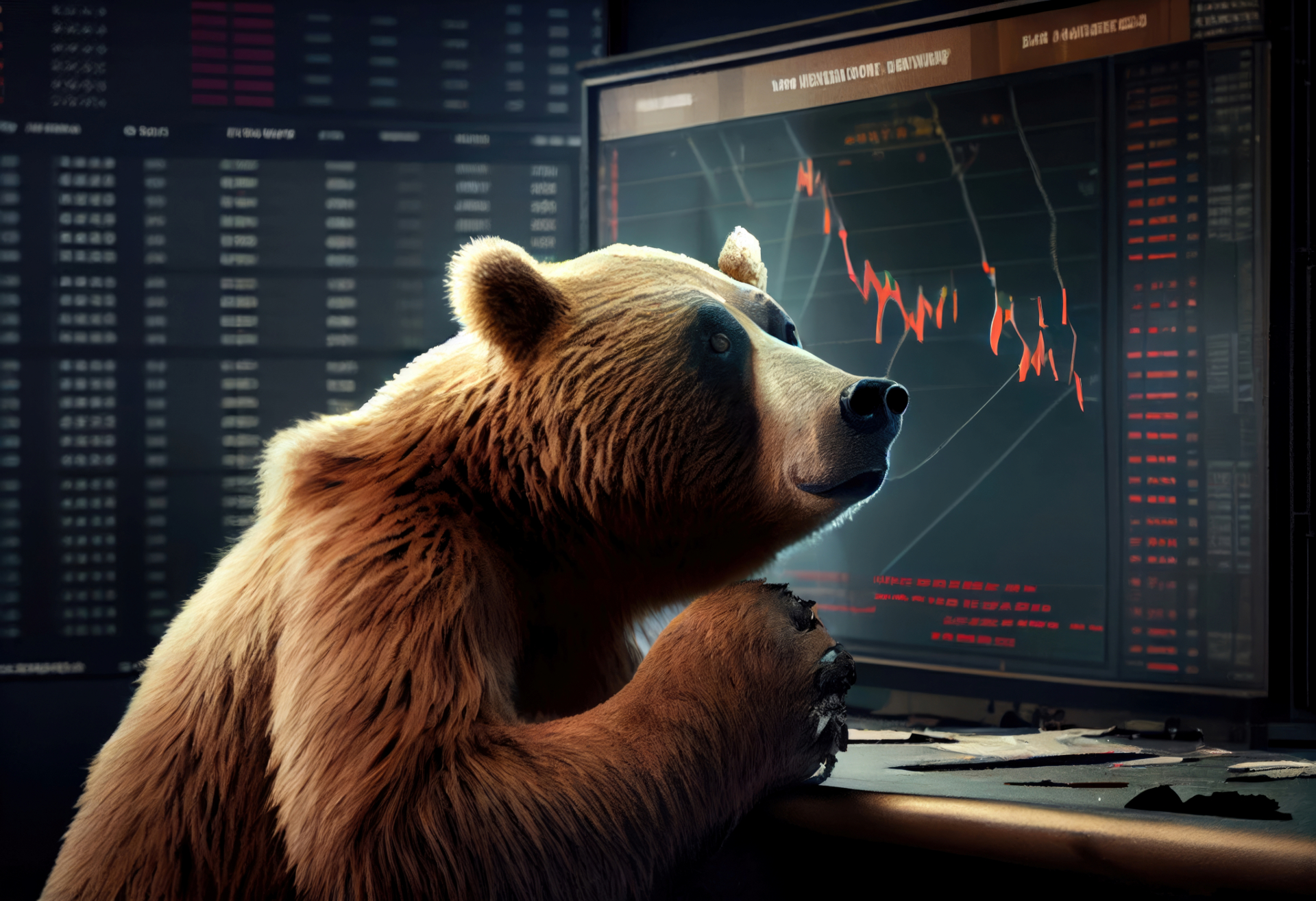 Urso de Wall Street a olhar para um grÃ¡fico