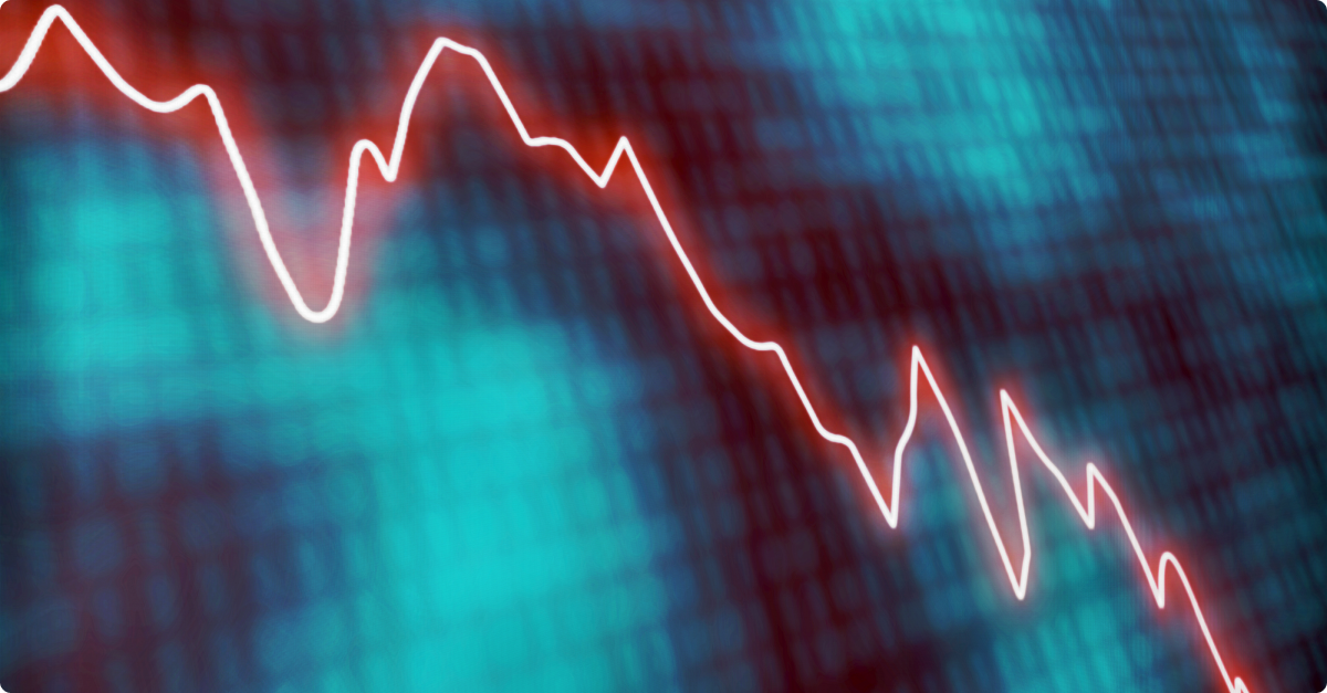 linha vermelha a cair que simboliza a queda dos mercados
