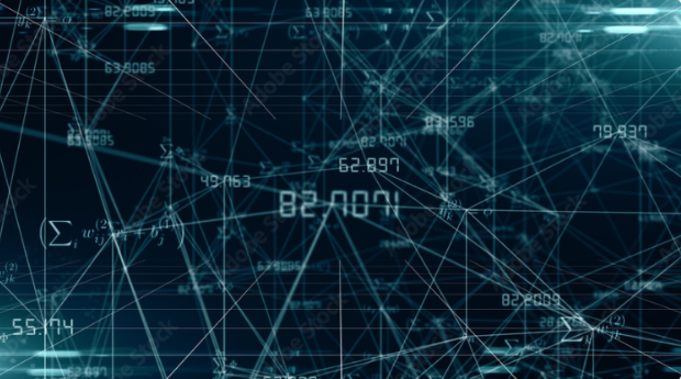 Un fond bleu avec de nombreuses lignes et chiffres, reprÃ©sentant une image visuellement dynamique et axÃ©e sur les donnÃ©es.