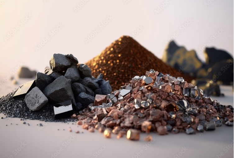 Un assortiment variÃ© de mÃ©taux et de roches empilÃ©s, mettant en valeur diffÃ©rentes textures et couleurs.