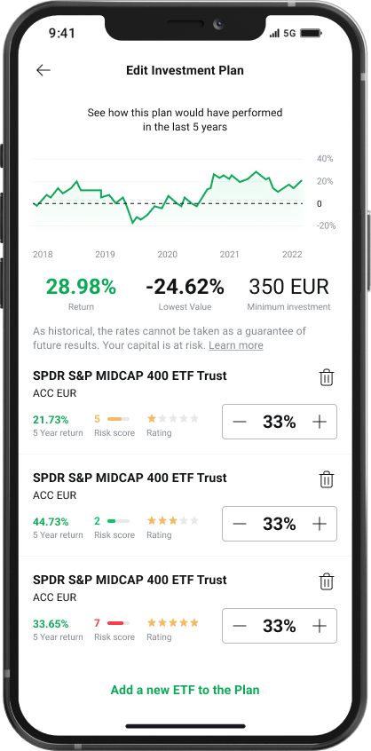 XTB mobile app view