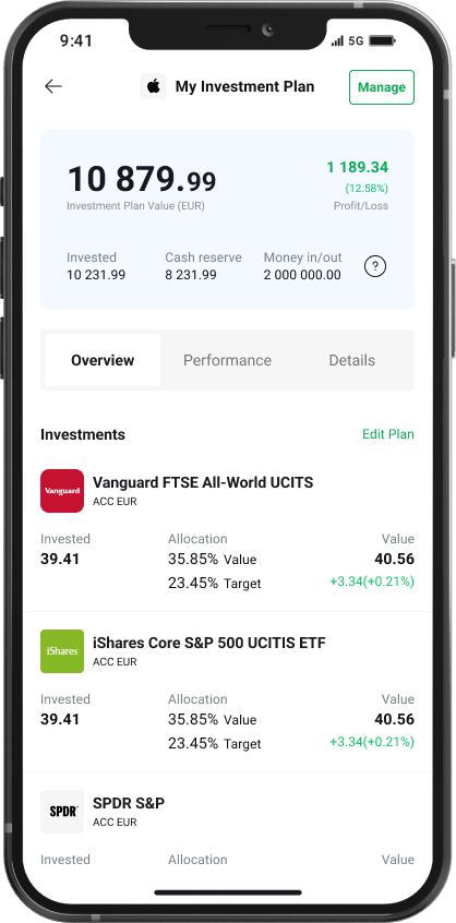 XTB mobile app view