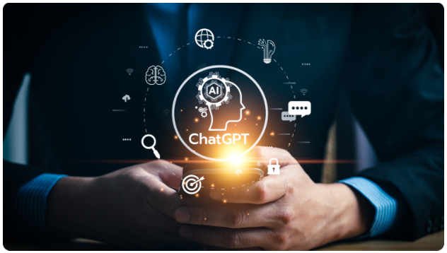 Un homme d'affaires utilisant un smartphone avec une icÃ´ne Changetip affichÃ©e sur l'Ã©cran avec le logo ChatGPT.