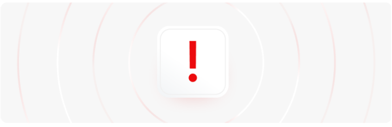 Un bouton rouge et blanc comportant un point dâexclamation rouge proÃ©minent, symbolisant un avertissement ou un signal dâalerte.