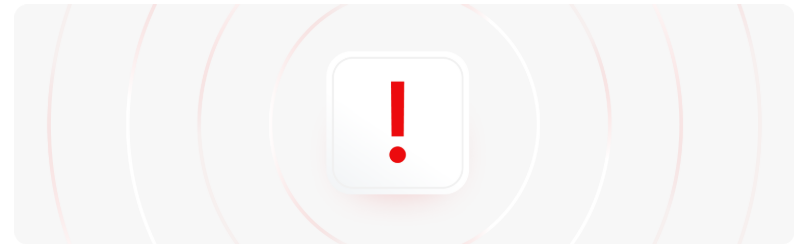 Un bouton rouge et blanc comportant un point dâexclamation rouge proÃ©minent, symbolisant lâurgence ou la vigilance