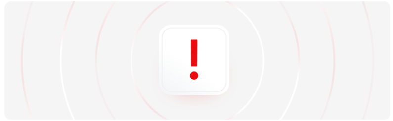 Un bouton rouge et blanc comportant un point dâexclamation rouge proÃ©minent, symbolisant lâurgence ou la vigilance