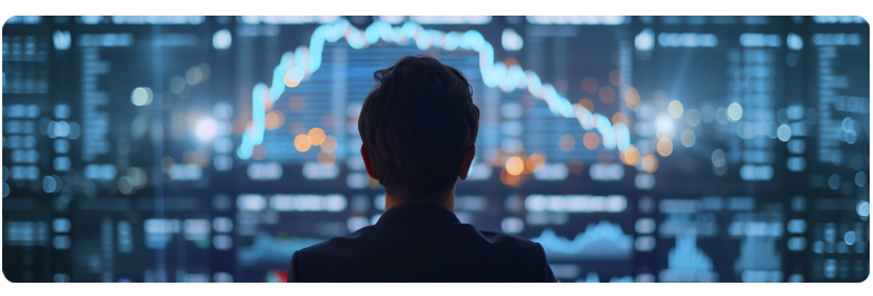 Une femme analyse un graphique boursier sur un Ã©cran numÃ©rique, concentrÃ©e sur les tendances et les fluctuations des donnÃ©es