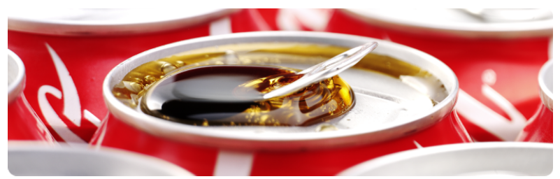 Dessus dâune canette de Coca-Cola ouverte