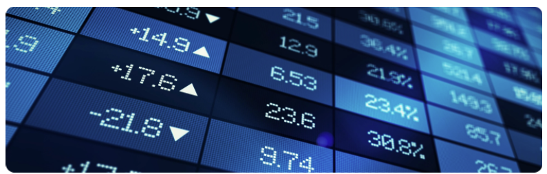 Des cours de bourse sont affichÃ©s sur un Ã©cran numÃ©rique, illustrant des donnÃ©es financiÃ¨res en temps rÃ©el et des tendances de marchÃ©
