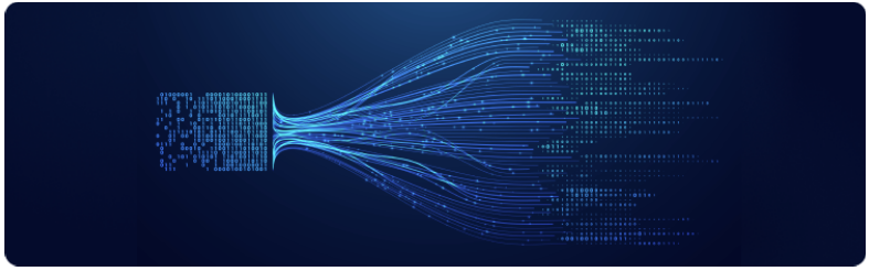Un fond bleu prÃ©sentant un rÃ©seau complexe de lignes interconnectÃ©es, symbolisant la connectivitÃ© et la technologie