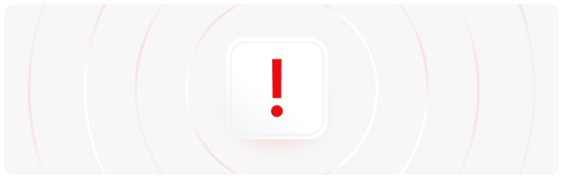 Un signe rouge et blanc comportant un point dâexclamation rouge proÃ©minent, symbolisant lâurgence ou la vigilance