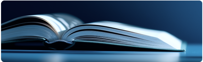 Un livre ouvert sur un fond bleu, prÃ©sentant ses pages et invitant les lecteurs Ã  explorer son contenu